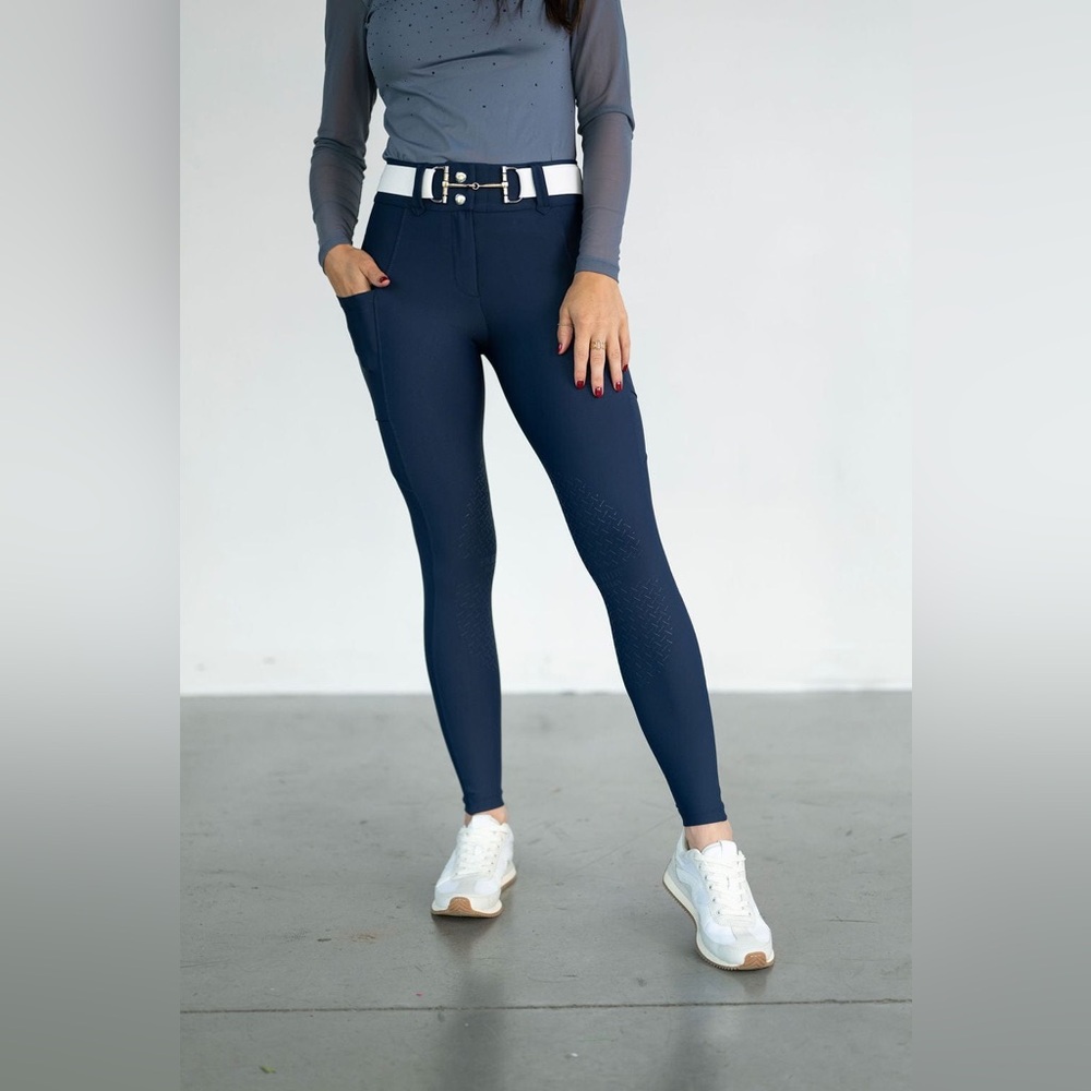 Free Ride Equestrian Lux Zip Breeches | Knee Patch | Navy | S